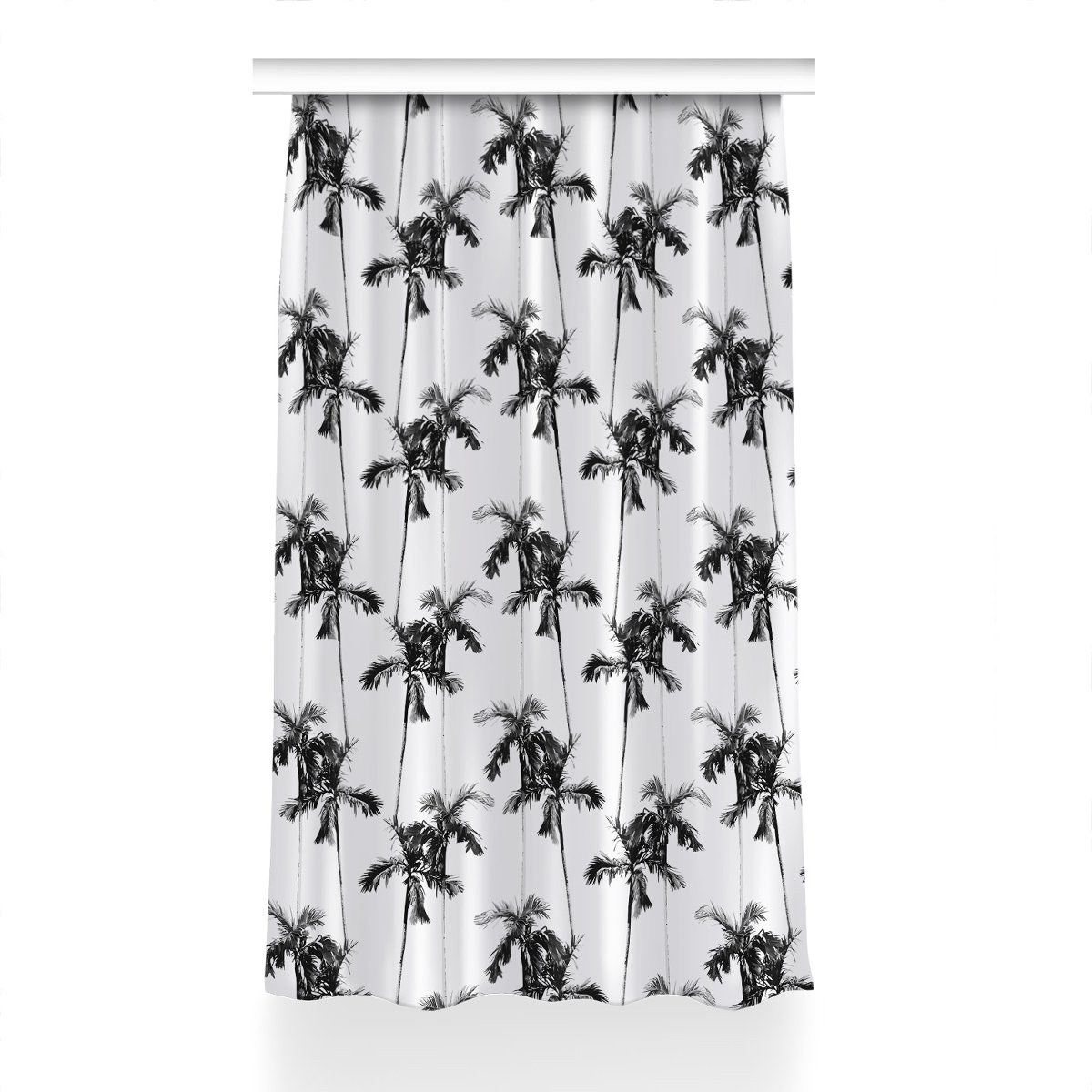 Zasłona wzór Czarno białe palmy do pokoju 150x230, Fabricsy