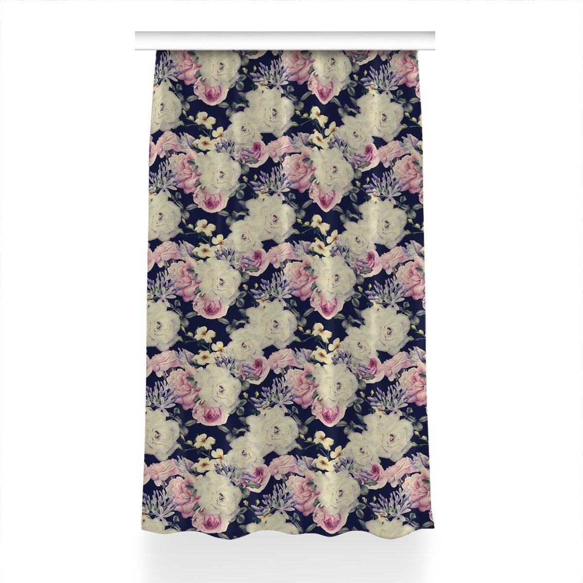 Zasłona do salonu Białe róże Vintage dekor 150x230, Fabricsy