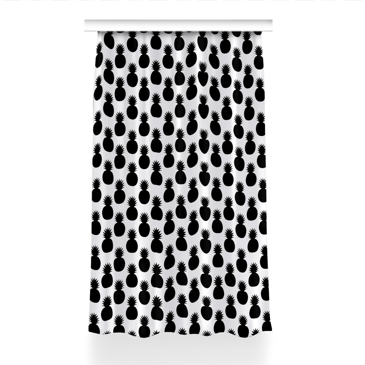 Zasłona przelotki Czarne ananasy dekor 150x230 cm, Fabricsy
