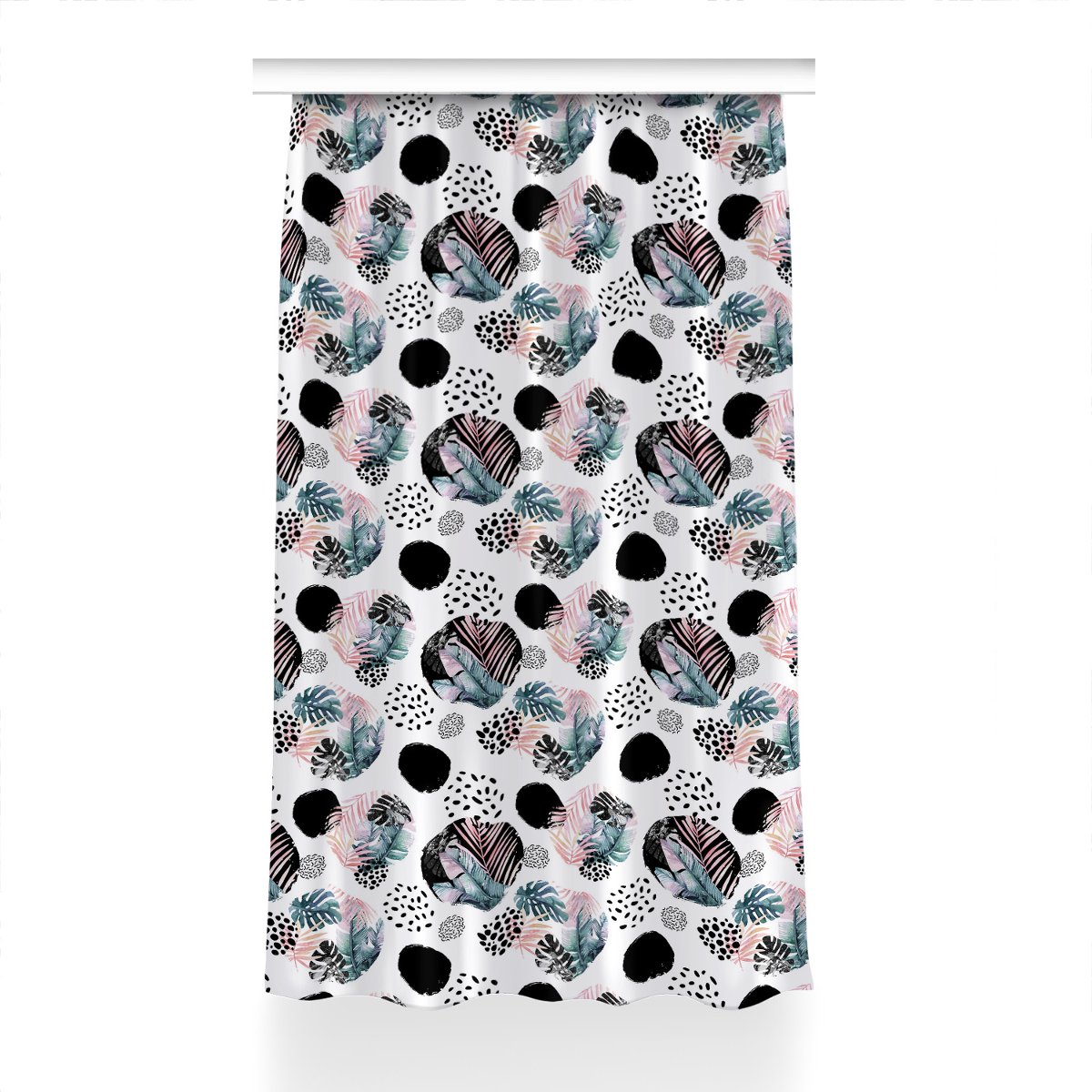 Zasłona z grafiką kolory 150x230 Abstrakcja liście, Fabricsy