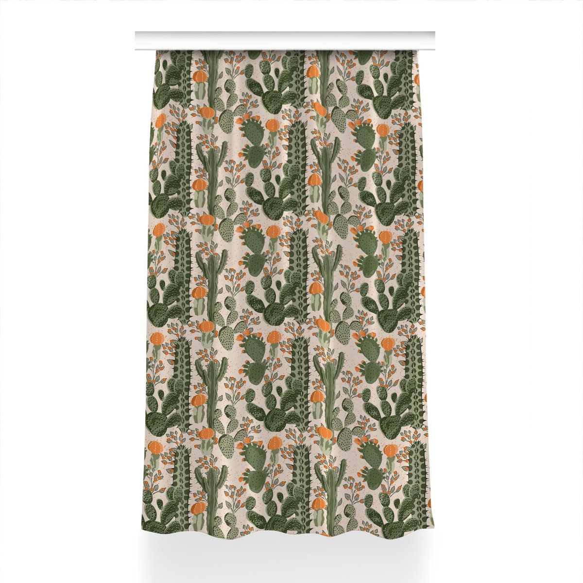 Zasłona gotowa wzór 150x230 cm Pomarańczowy kaktus, Fabricsy