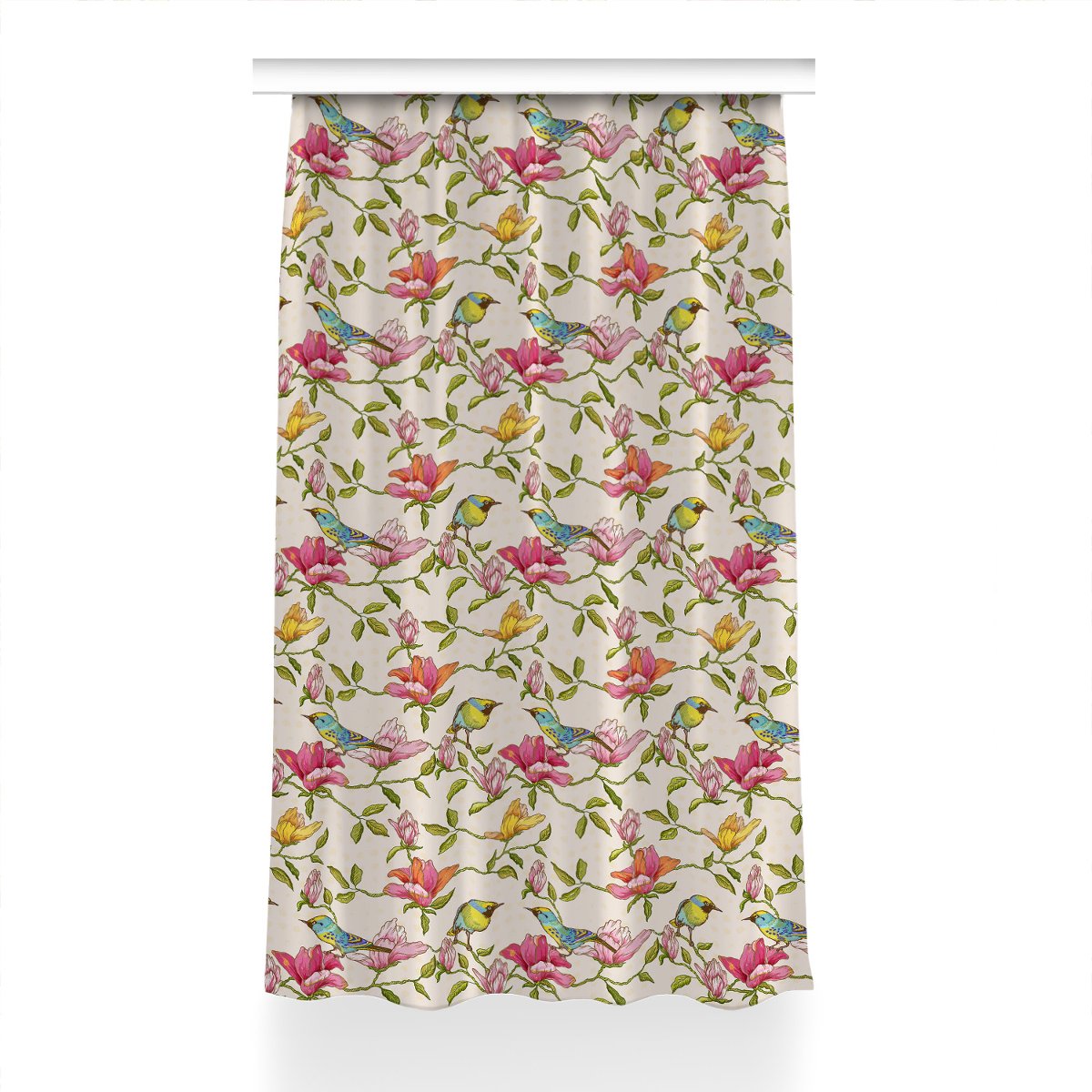 Zasłona gotowa do sypialni 150x230 Kwiaty i Ptaki, Fabricsy