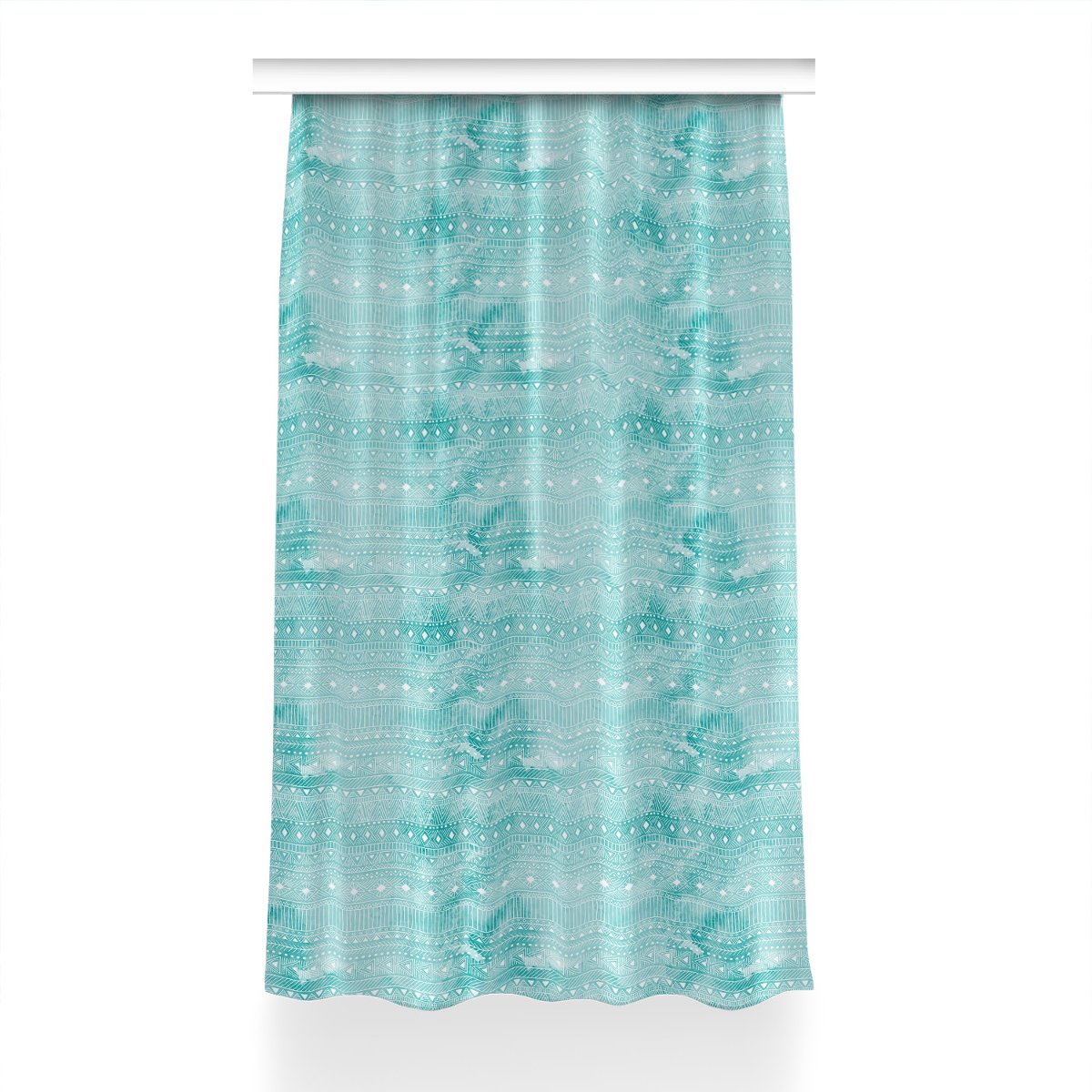 Zasłona gotowa wzór 150x230 cm Geometryczny turkus, Fabricsy
