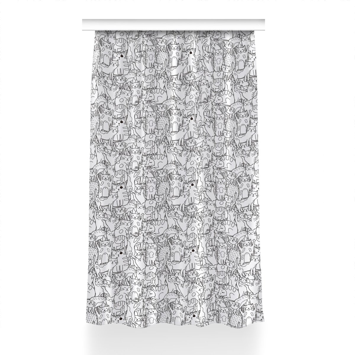 Zasłona na taśmę wzór 150x230 Koty w stylu Doodle, Fabricsy