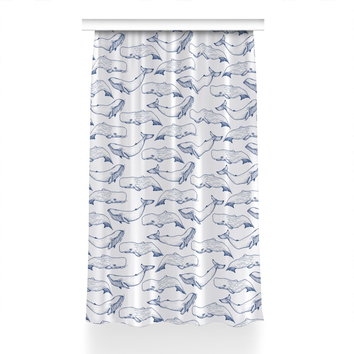 Zasłona gotowa wzór 150x230 Niebieskie Wieloryby, Fabricsy