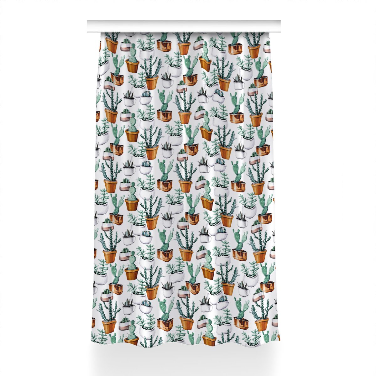 Zasłona gotowa wzór 150x230 Kaktusy w doniczkach, Fabricsy