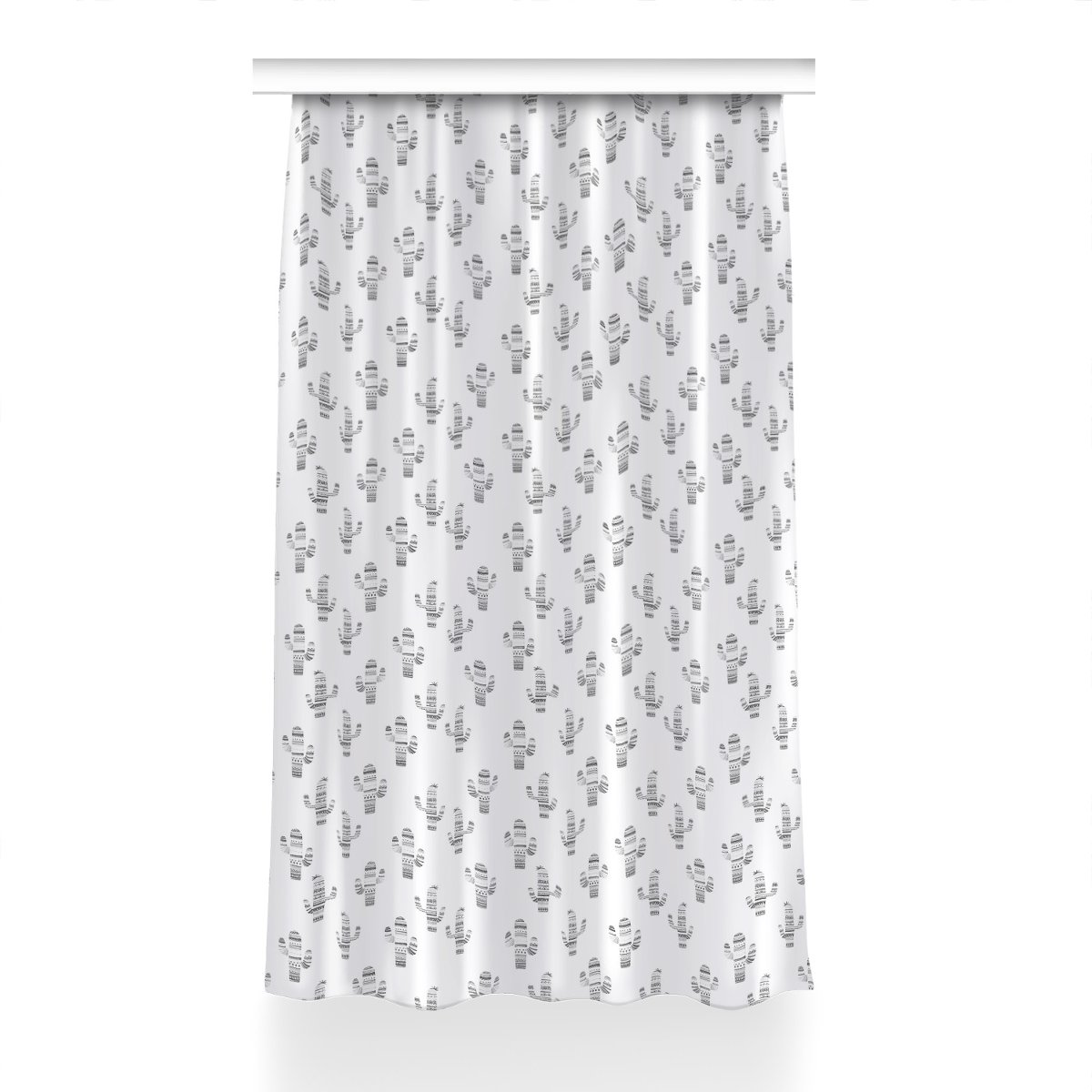 Zasłona na taśmę wzór 150x230 Kaktusy czarno-białe, Fabricsy