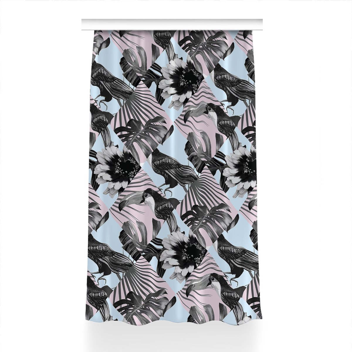 Zasłona do salonu 150x230 cm Tropikalny patchwork, Fabricsy