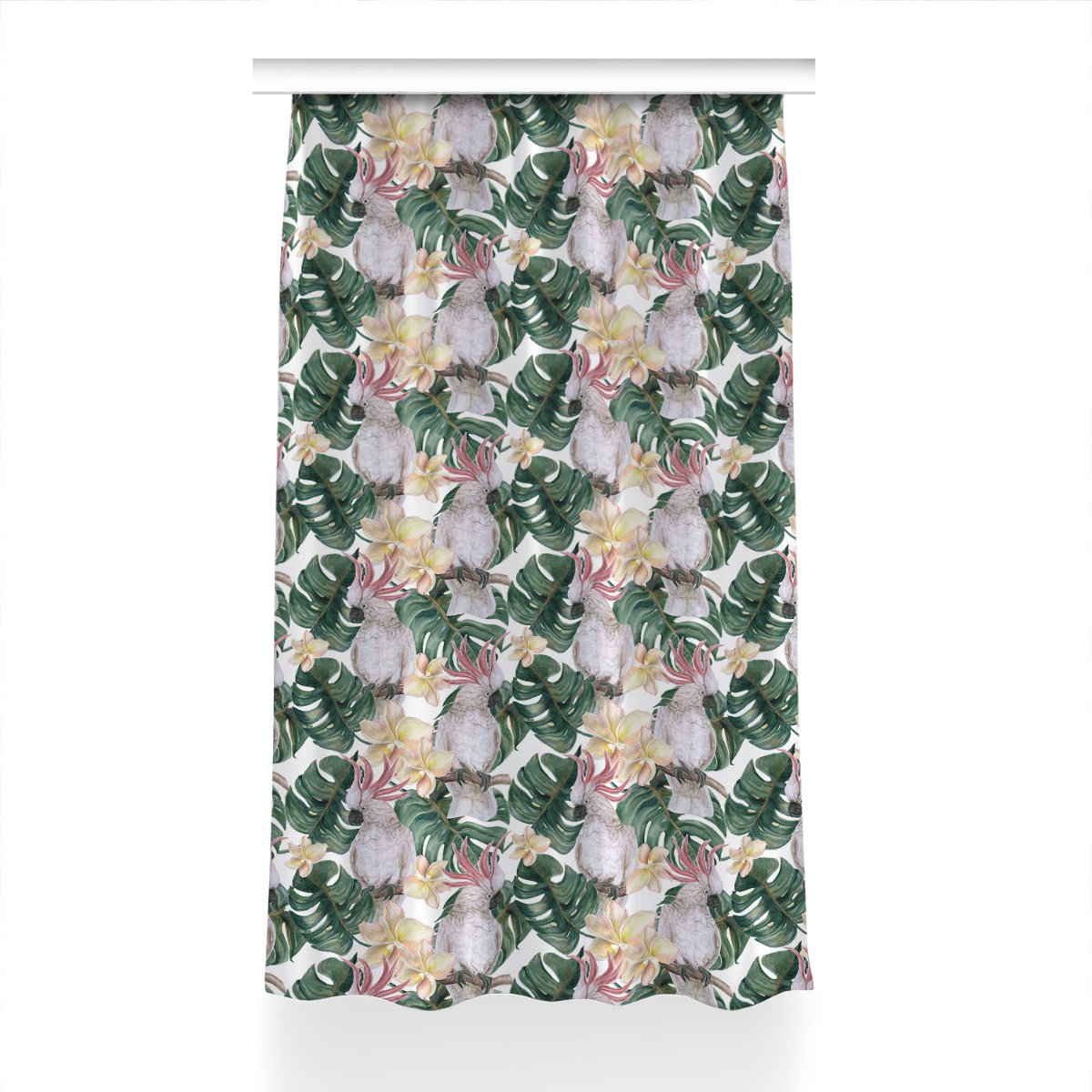 Zasłona na taśmę dekor 150x230 Tropikalne papugi, Fabricsy