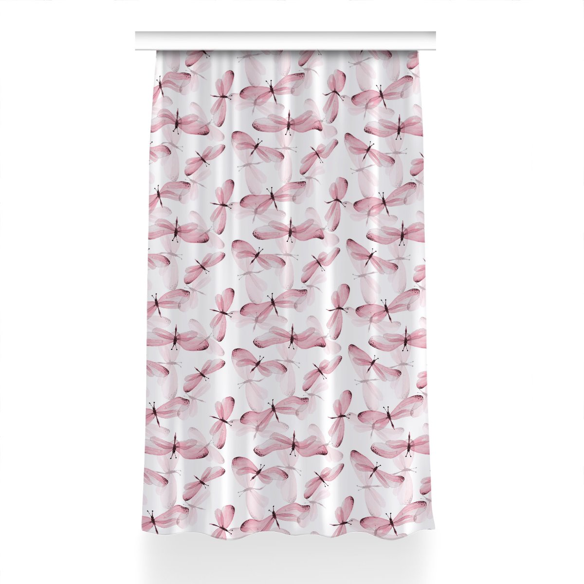 Zasłona z grafiką kolory wzór 150x230 Różowe ważki, Fabricsy