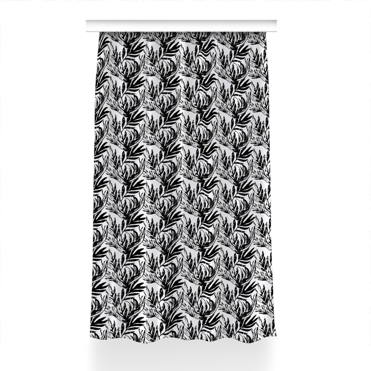 Zasłona na taśmę do salonu 150x230 Czarna monstera, Fabricsy