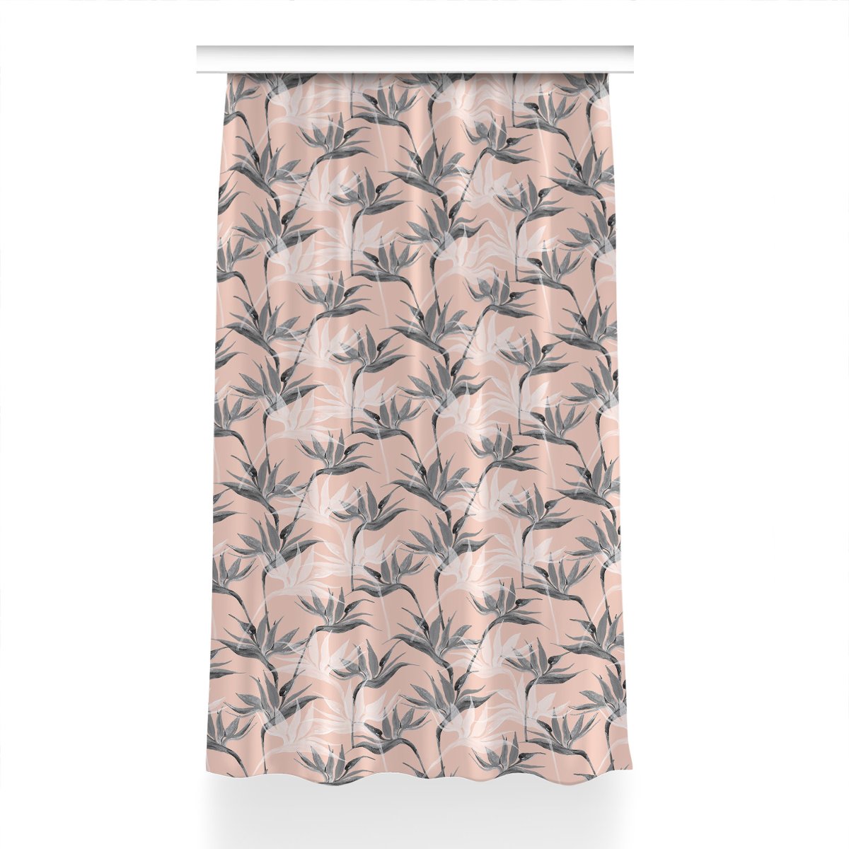 Zasłona gotowa dekor 150x230 Czarno białe kwiaty, Fabricsy