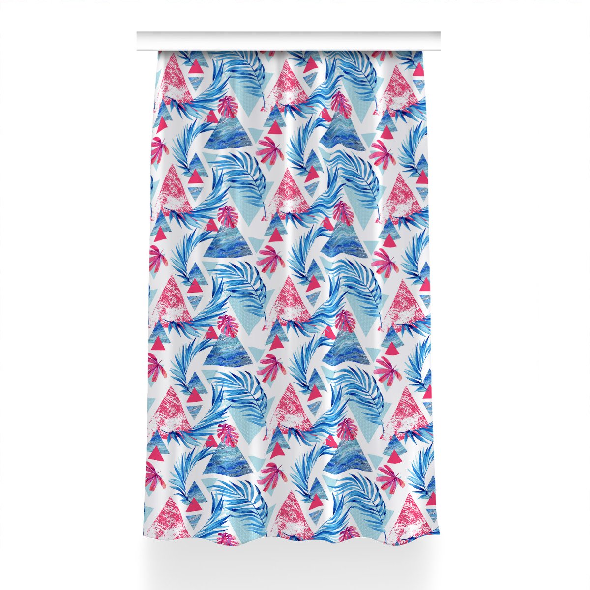 Zasłona z grafiką kolory 150x230 Liście i trójkąty, Fabricsy