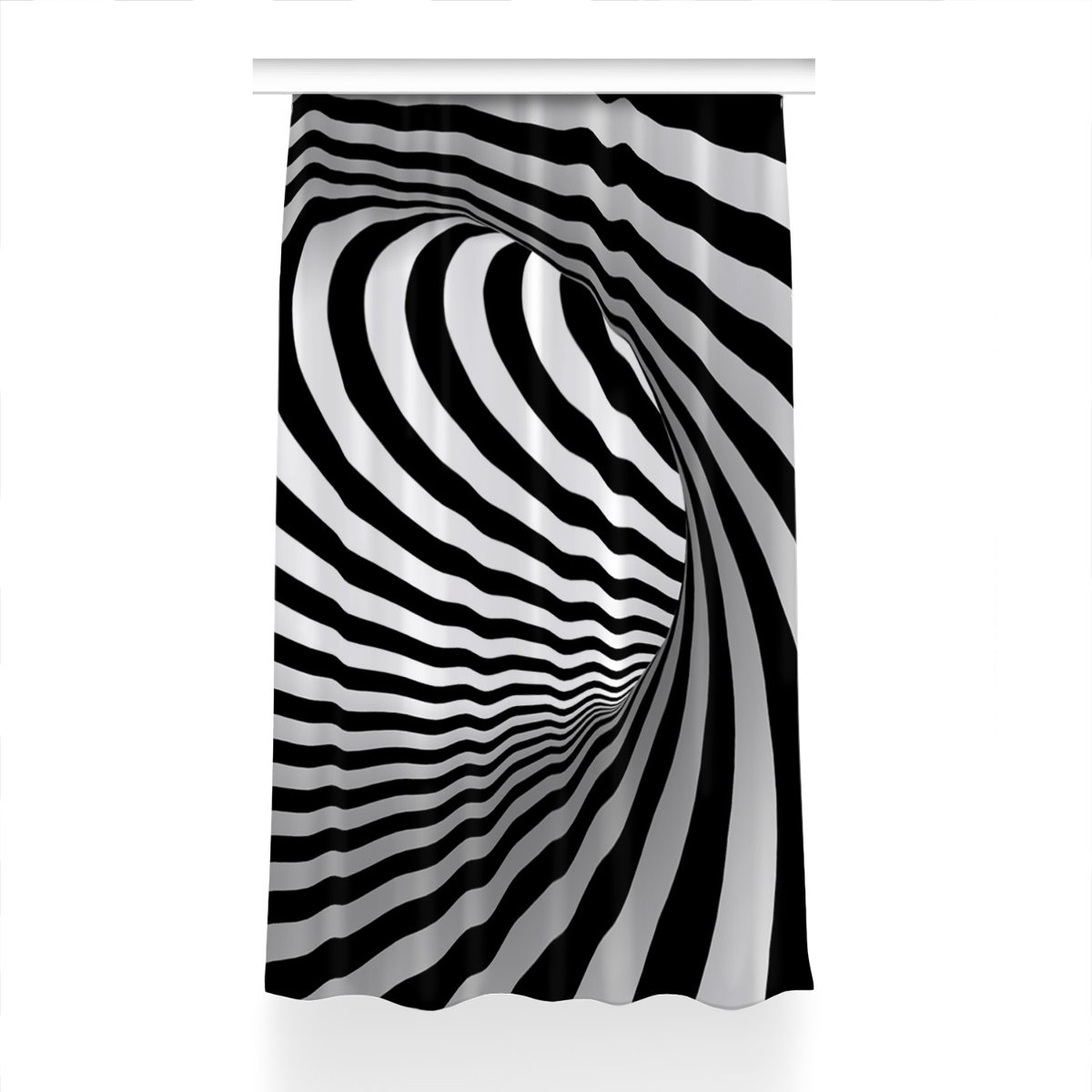 Zasłona z grafiką kolory Czarno-biały wir 150x240, Fabricsy