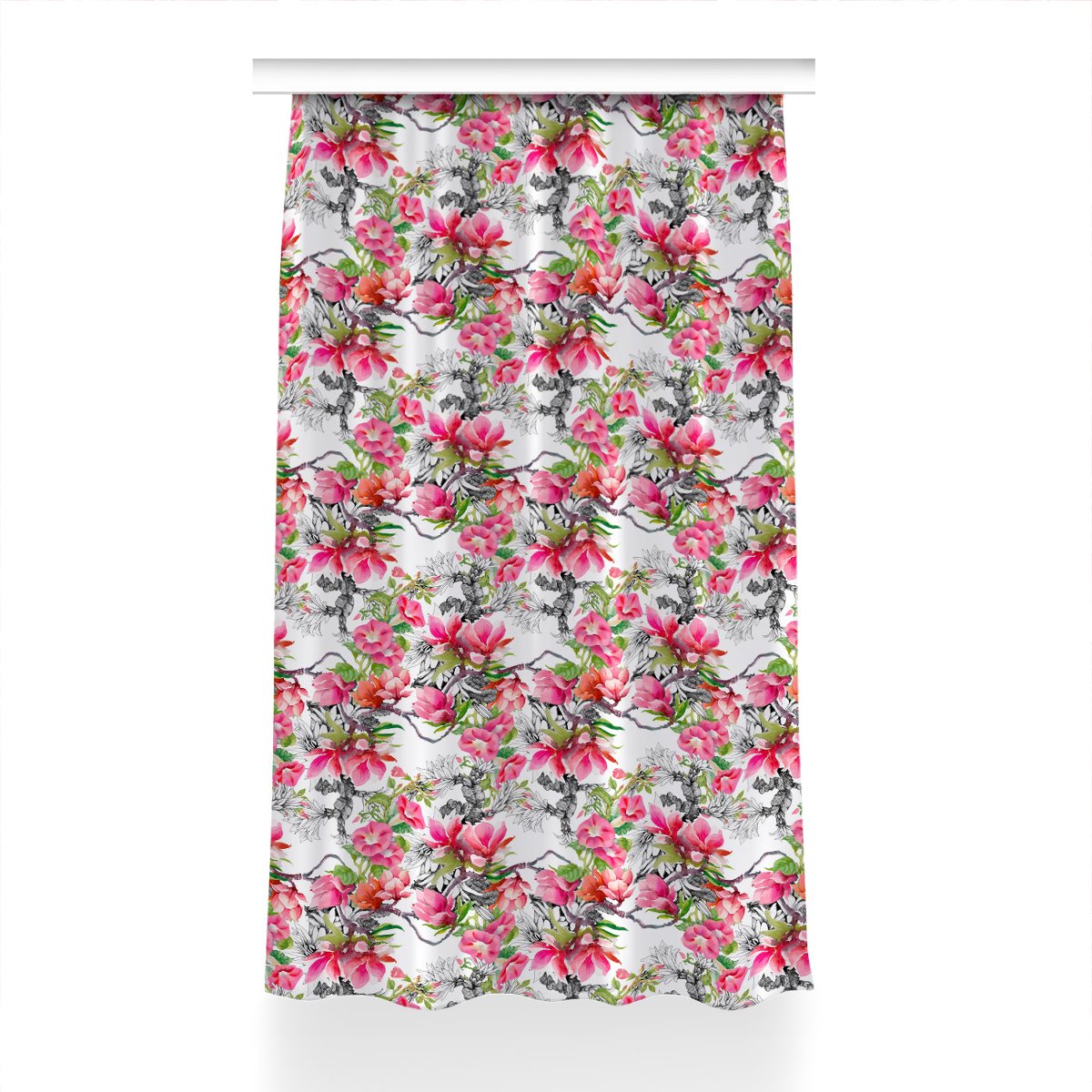 Zasłona z nadrukiem gotowa Kwiaty akwarele 150x240, Fabricsy