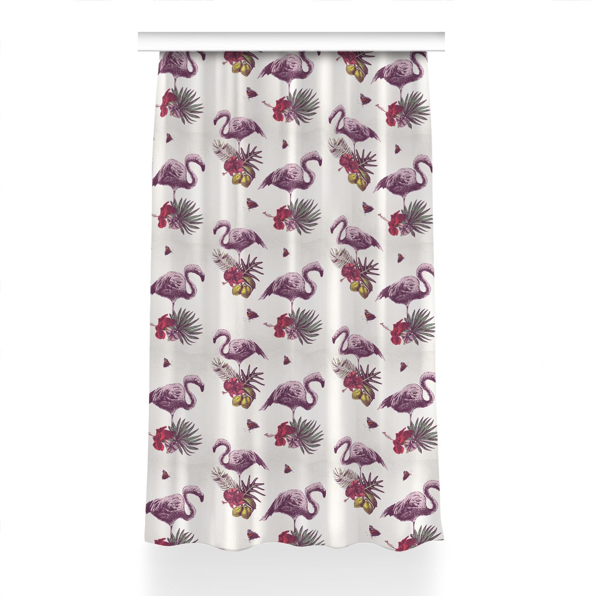 Zasłona gotowa Flamingi & Hibiskus dekor 150x240, Fabricsy