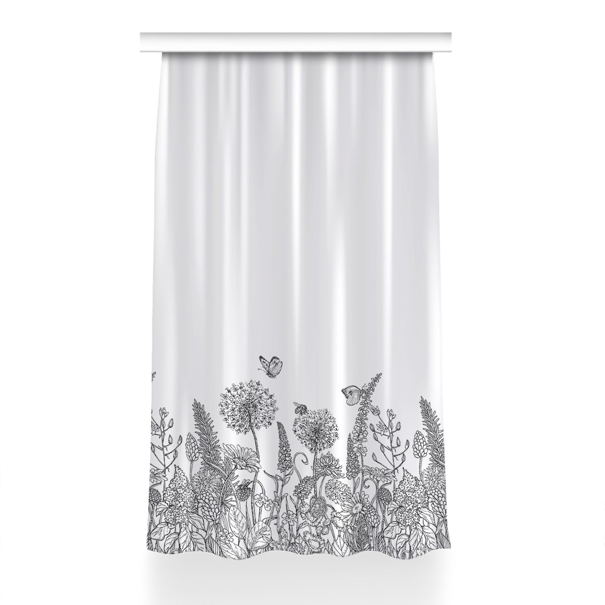 Zasłona klasyczna z grafiką Szkic kwiatów 150x240, Fabricsy