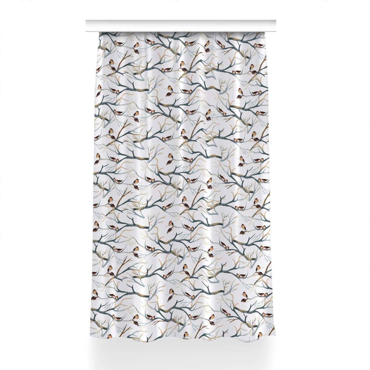 Zasłona gotowa Wróble na gałęziach dekor 150x240, Fabricsy