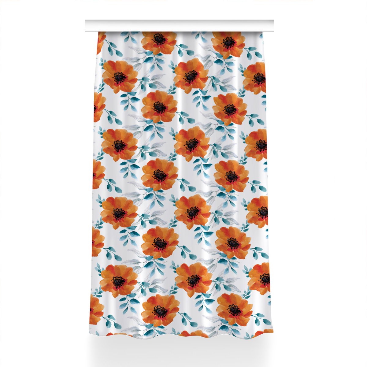 Zasłona przelotki Pomarańczowy kwiat dekor 150x240, Fabricsy