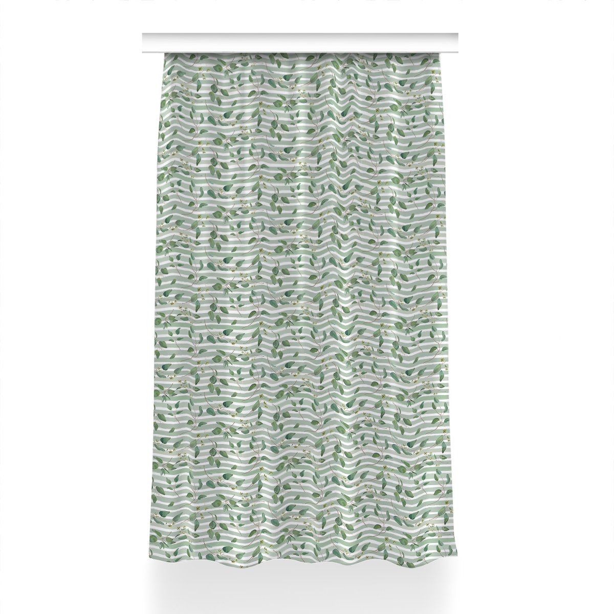 Zasłona Liście na pasiastym tle do salonu 150x240, Fabricsy
