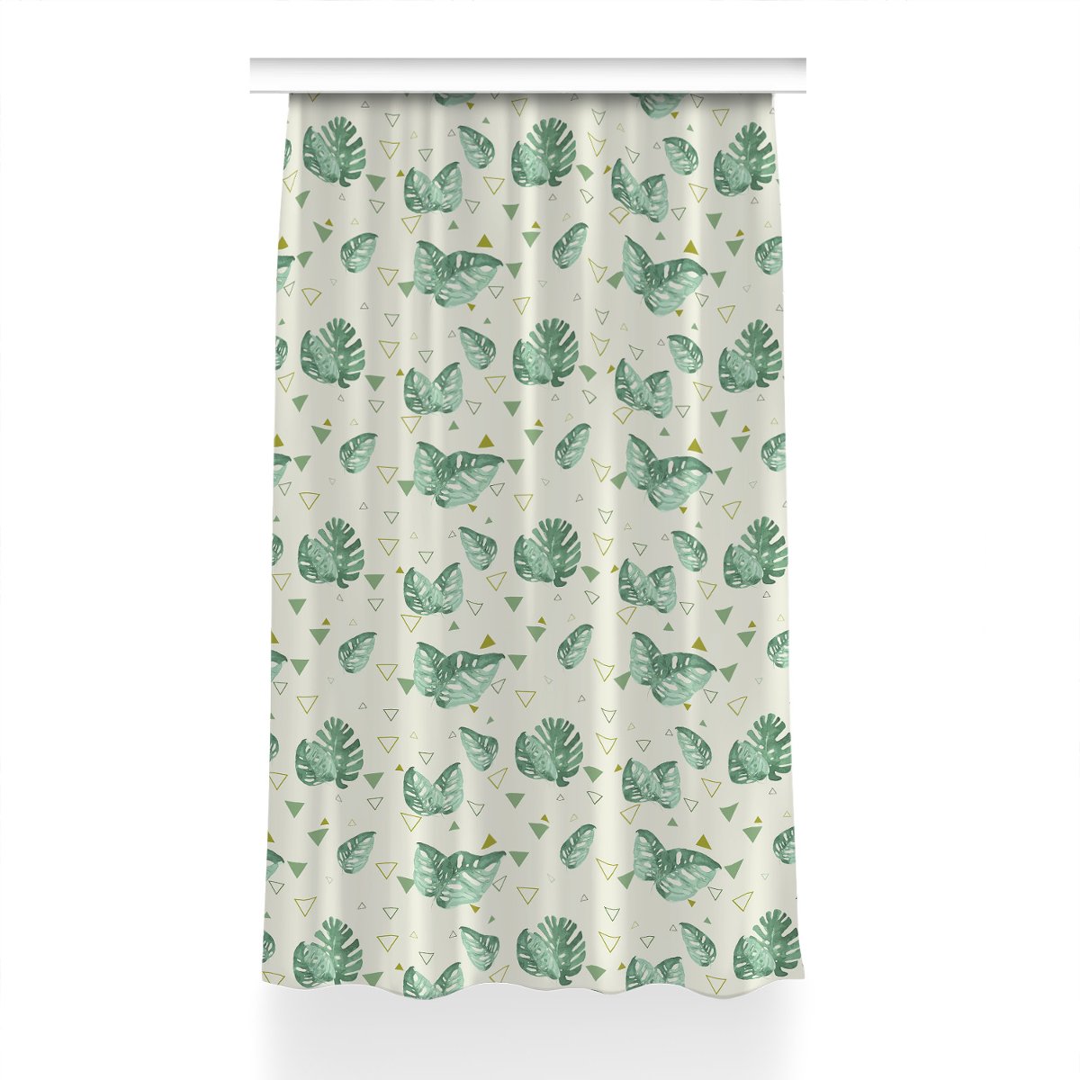 Zasłona wzór Monstera i trójkąty do salonu 150x240, Fabricsy