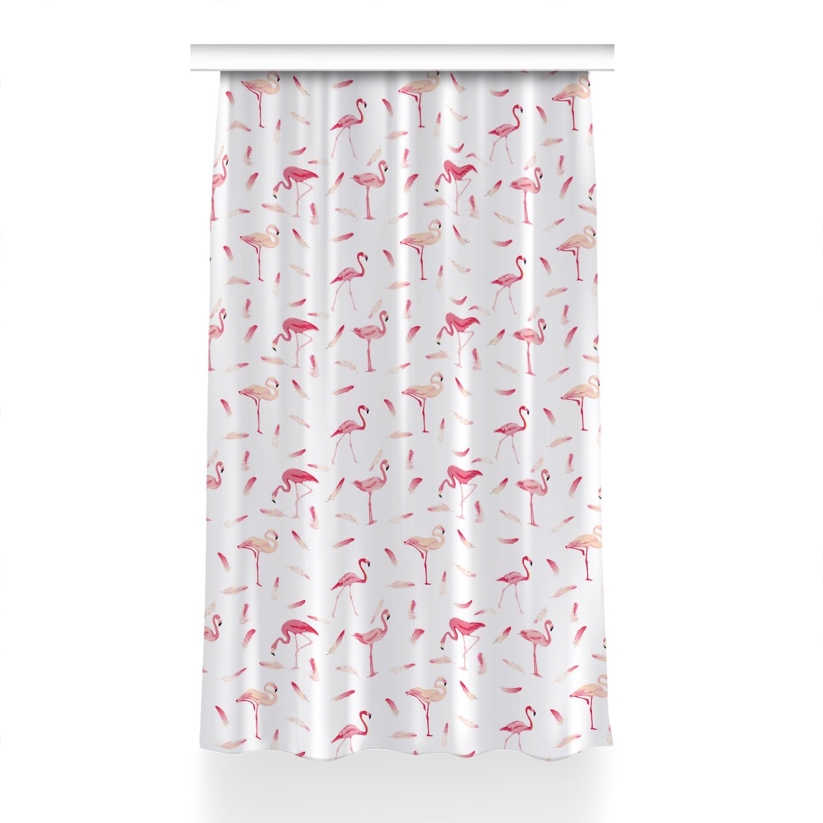 Zasłona z grafiką gotowa Stado flamingów 150x240, Fabricsy
