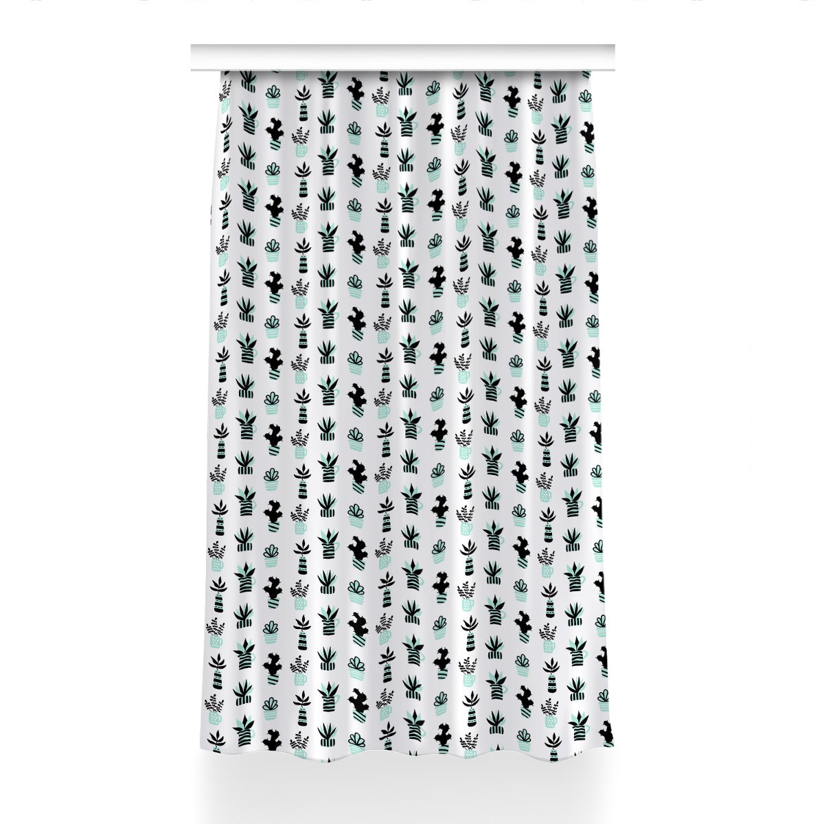 Zasłona z grafiką kolory Sukulenty dekor 150x240, Fabricsy