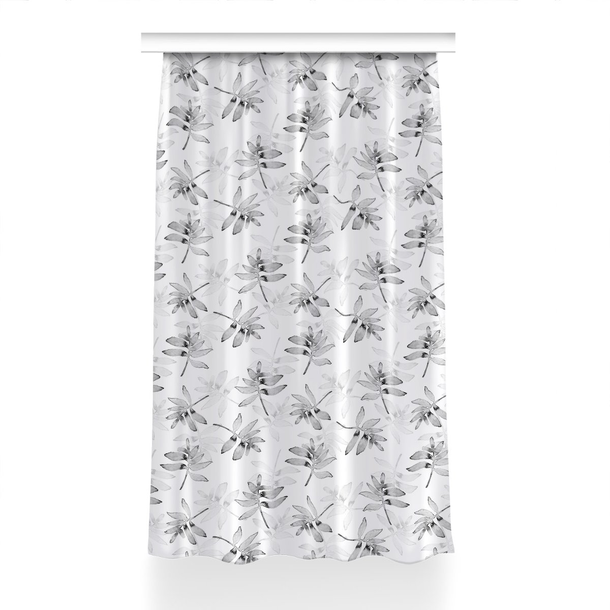 Zasłona z grafiką gotowa Liście bez koloru 150x240, Fabricsy