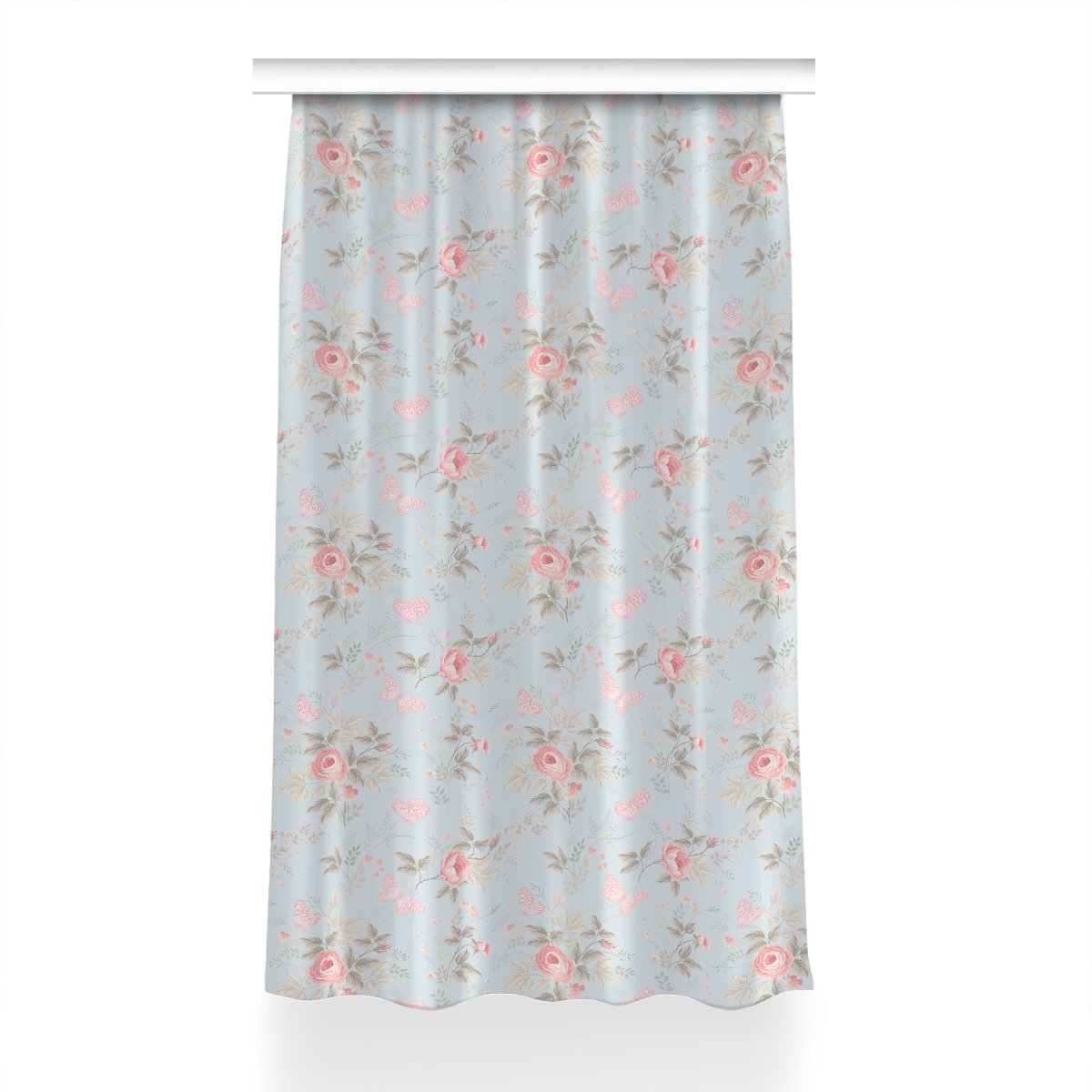 Zasłona przelotki wzór Róże i motyle dekor 150x240, Fabricsy