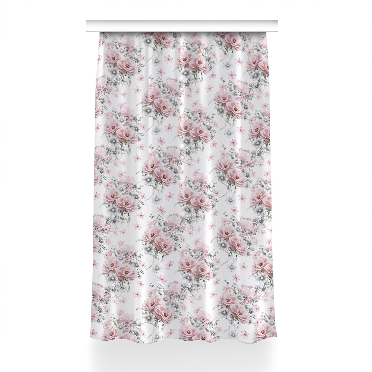 Zasłona klasyczna z grafiką Kwiaty dekor 150x240, Fabricsy