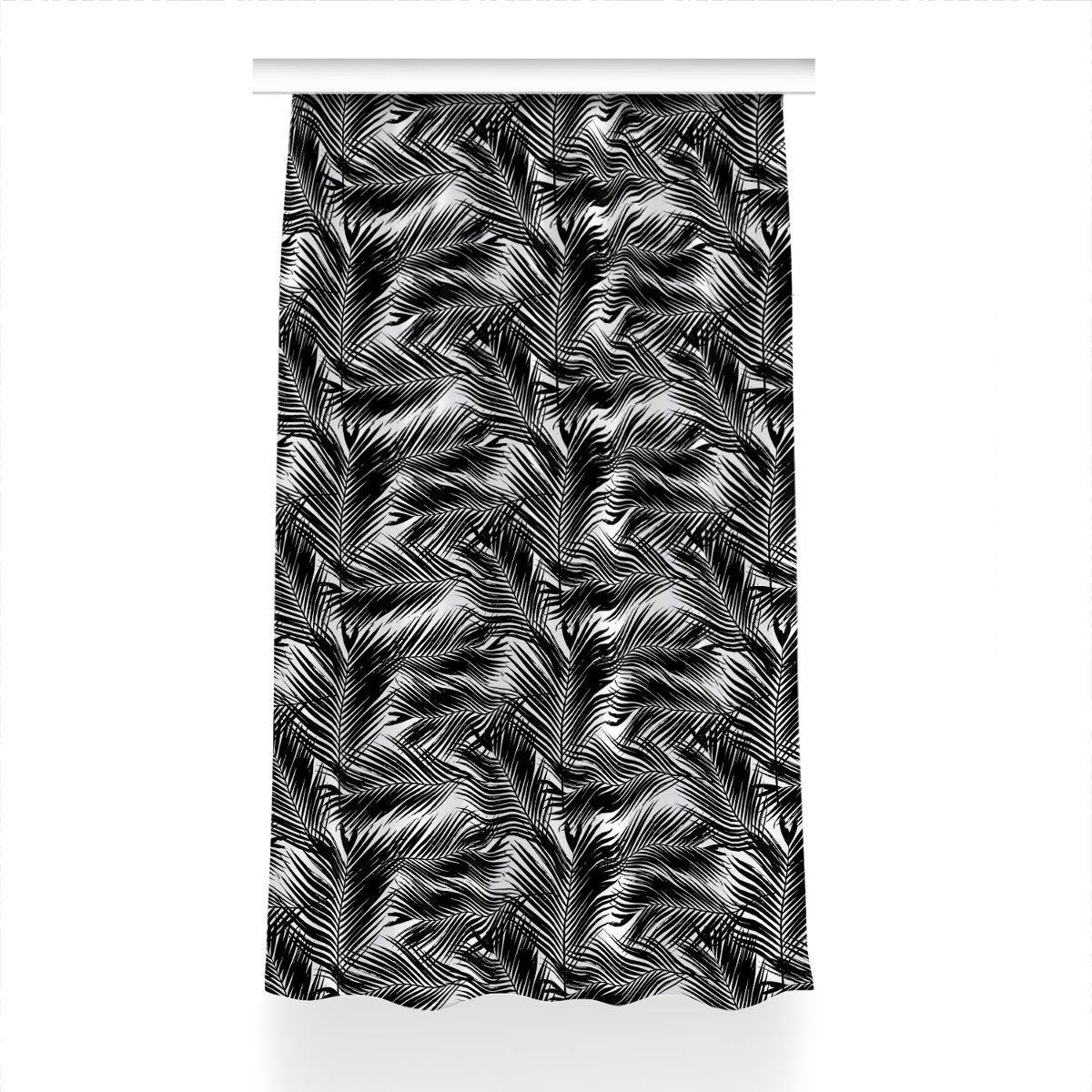 Zasłona na taśmę dekor 150x240 Czarne liście palmy, Fabricsy
