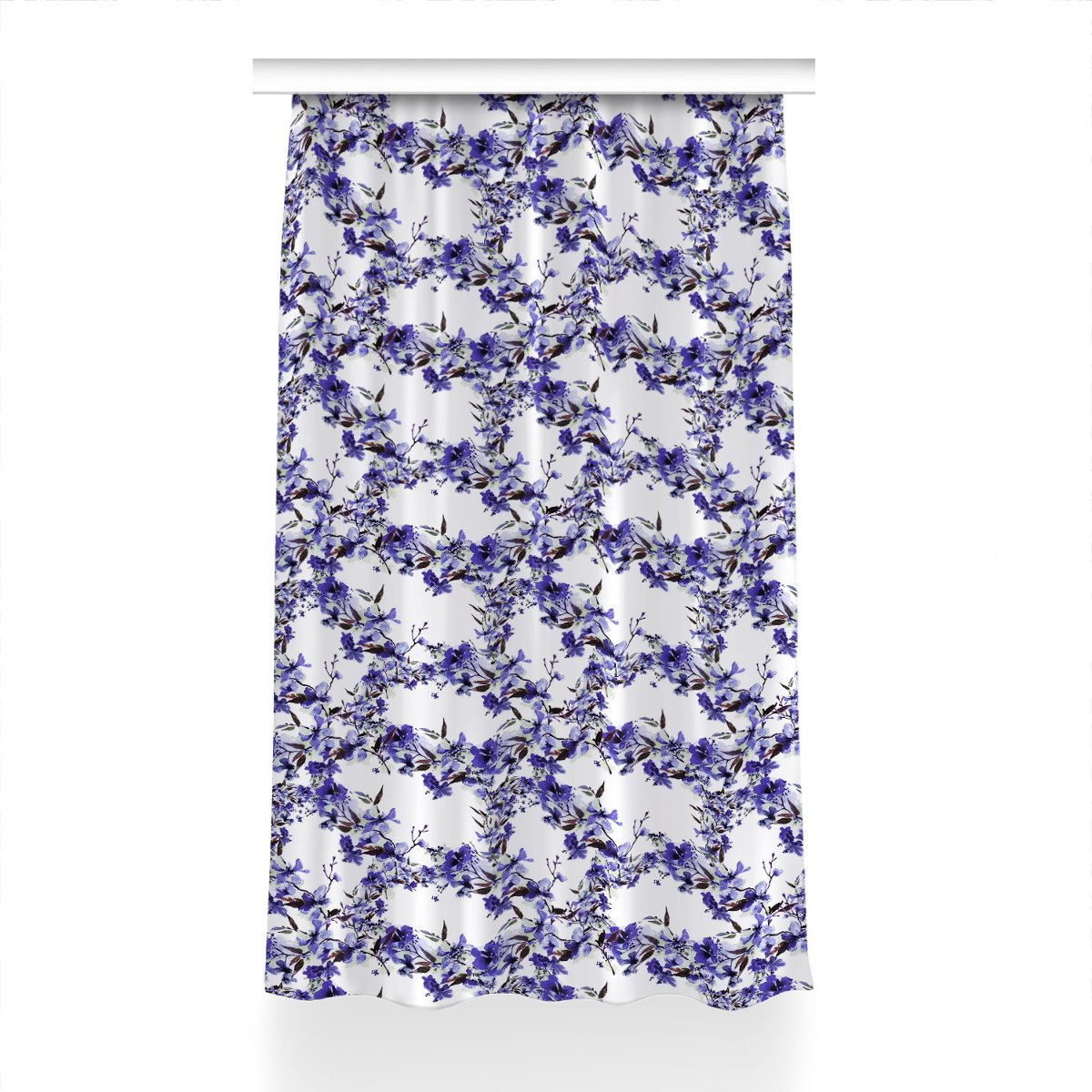 Zasłona na taśmę dekor 150x240 Niebieskie kwiaty, Fabricsy