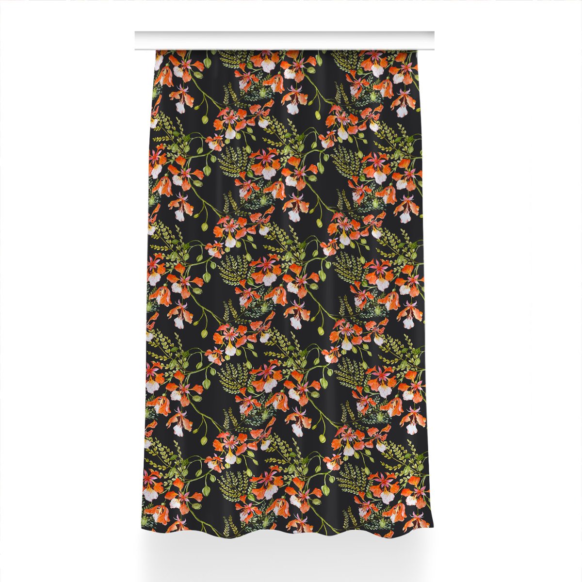 Zasłona z grafiką gotowa 150x240 Czerwone kwiaty, Fabricsy