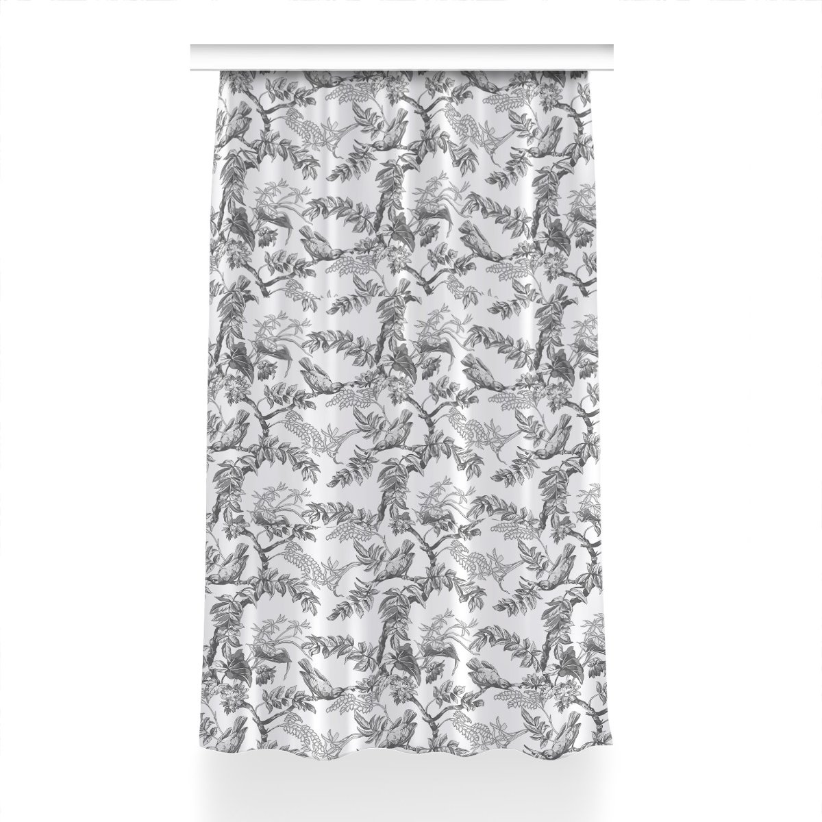 Zasłona na taśmę do sypialni 150x240 Szare ptaki, Fabricsy
