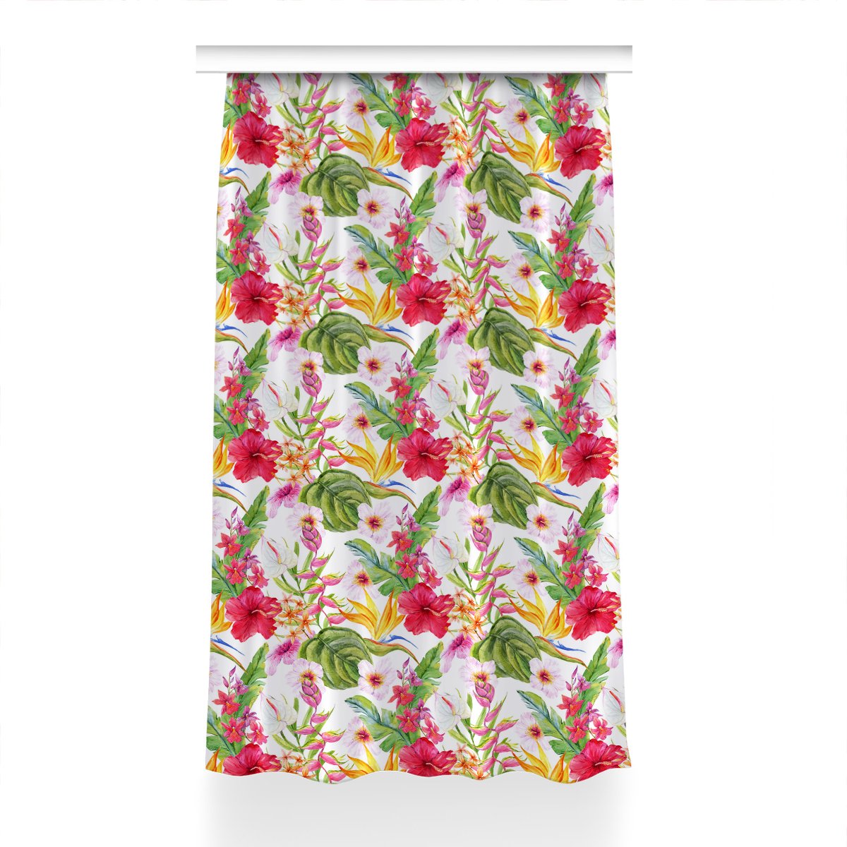 Zasłona gotowa dekor 150x240 Egzotyczny hibiskus, Fabricsy
