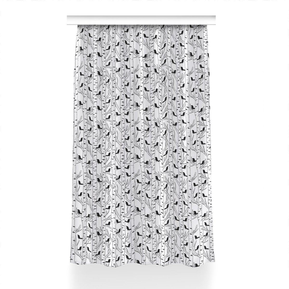 Zasłona z grafiką kolory 150x240 cm Ptaki i drzewa, Fabricsy