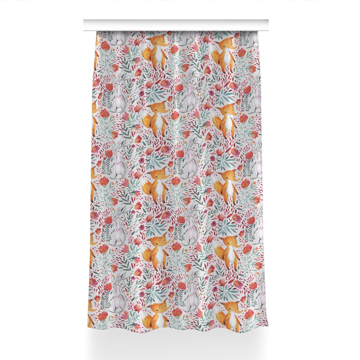 Zasłona klasyczna z grafiką 150x240 Lis i królik, Fabricsy