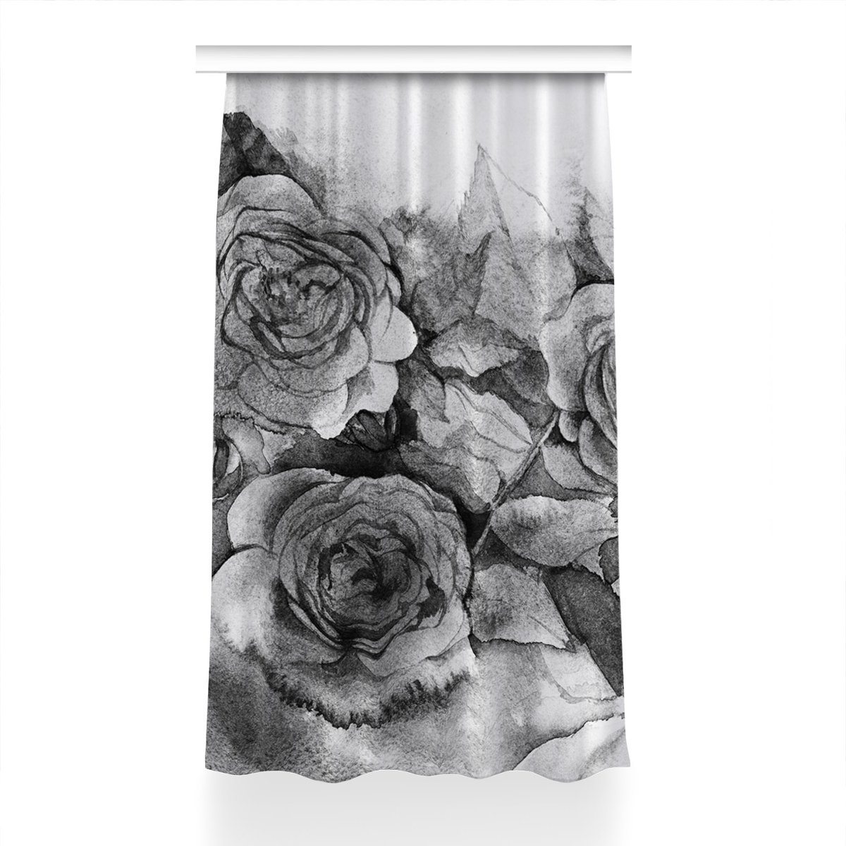 Zasłona gotowa do salonu 150x240 Czarno-białe róże, Fabricsy