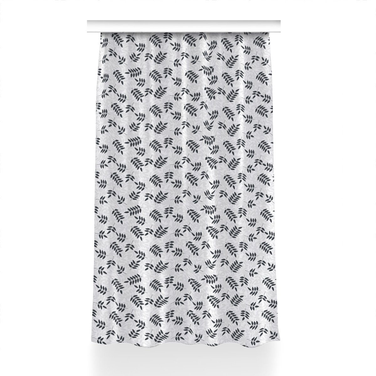 Zasłona na taśmę dekor 150x240 Czarno szare liście, Fabricsy