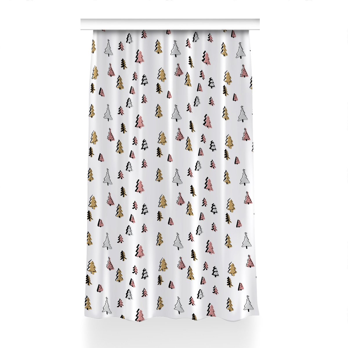 Zasłona z grafiką kolory 150x240 Pastelowe choinki, Fabricsy