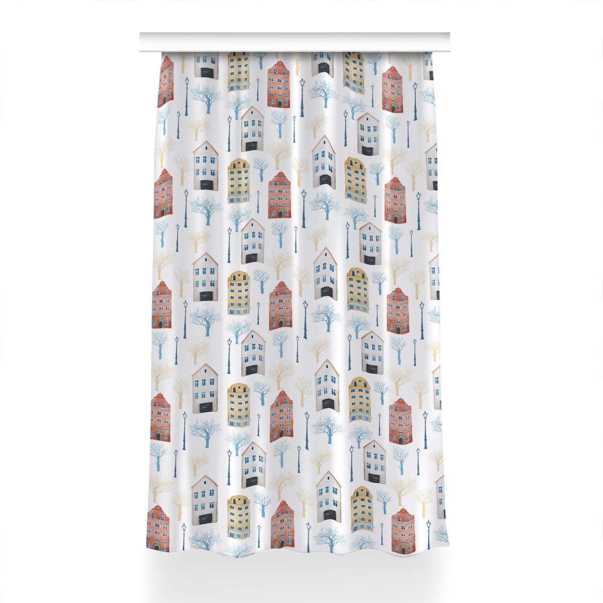 Zasłona z nadrukiem gotowa wzór 150x240 cm Budynki, Fabricsy