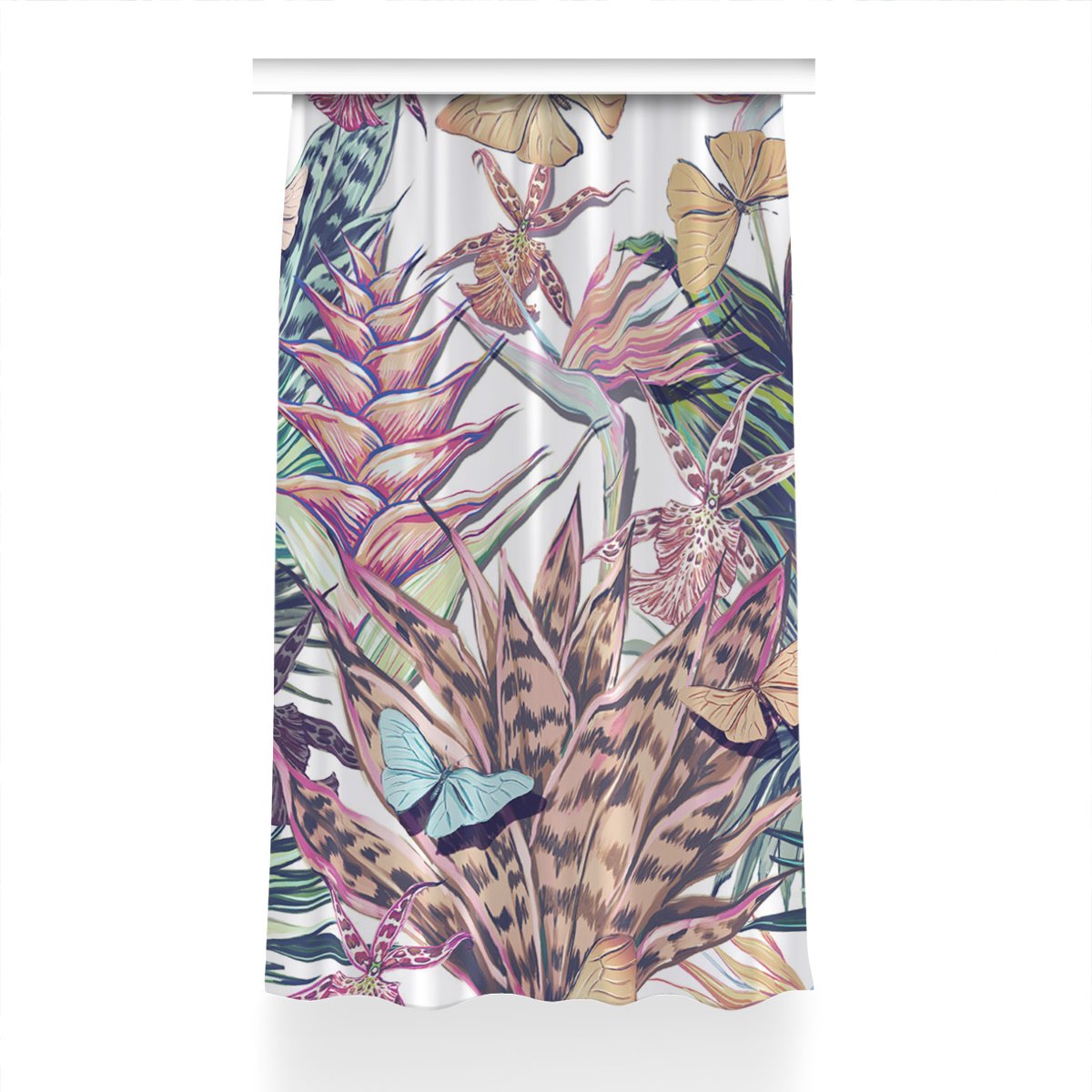 Zasłona gotowa wzór dekor 150x240 Kwiaty i motyle, Fabricsy
