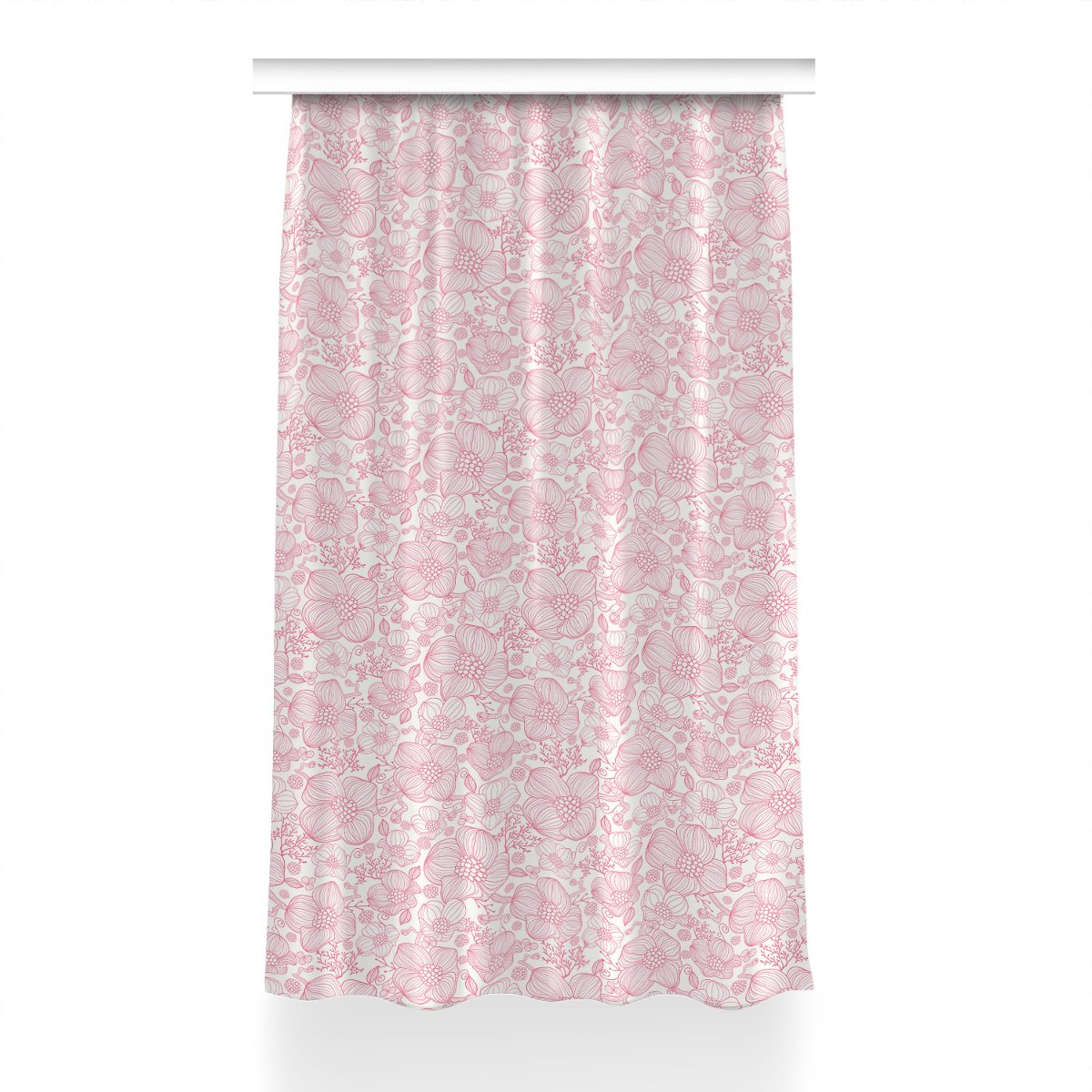 Zasłona z nadrukiem gotowa 150x240 Kwiaty kontur, Fabricsy