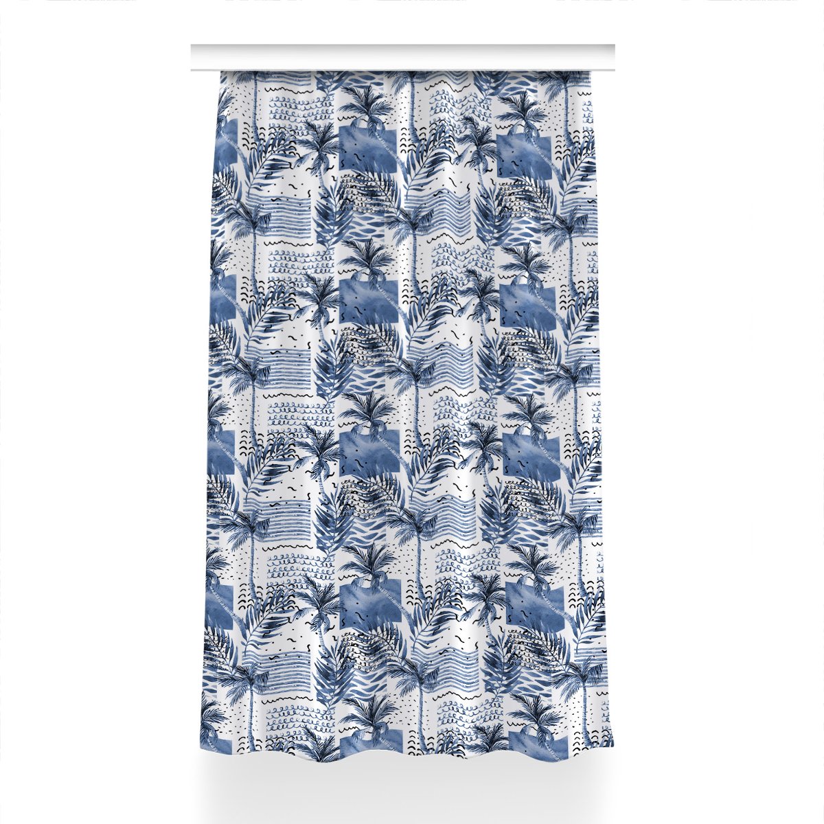 Zasłona z grafiką gotowa 150x240 Niebieska palma, Fabricsy