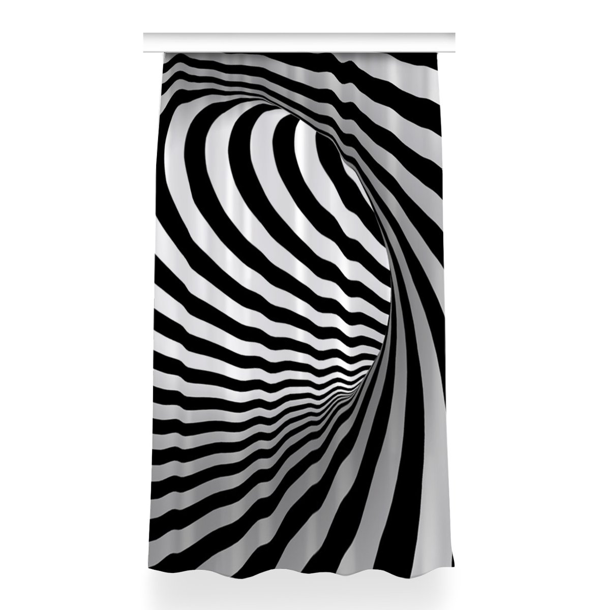 Zasłona z grafiką kolory Czarno-biały wir 150x260, Fabricsy