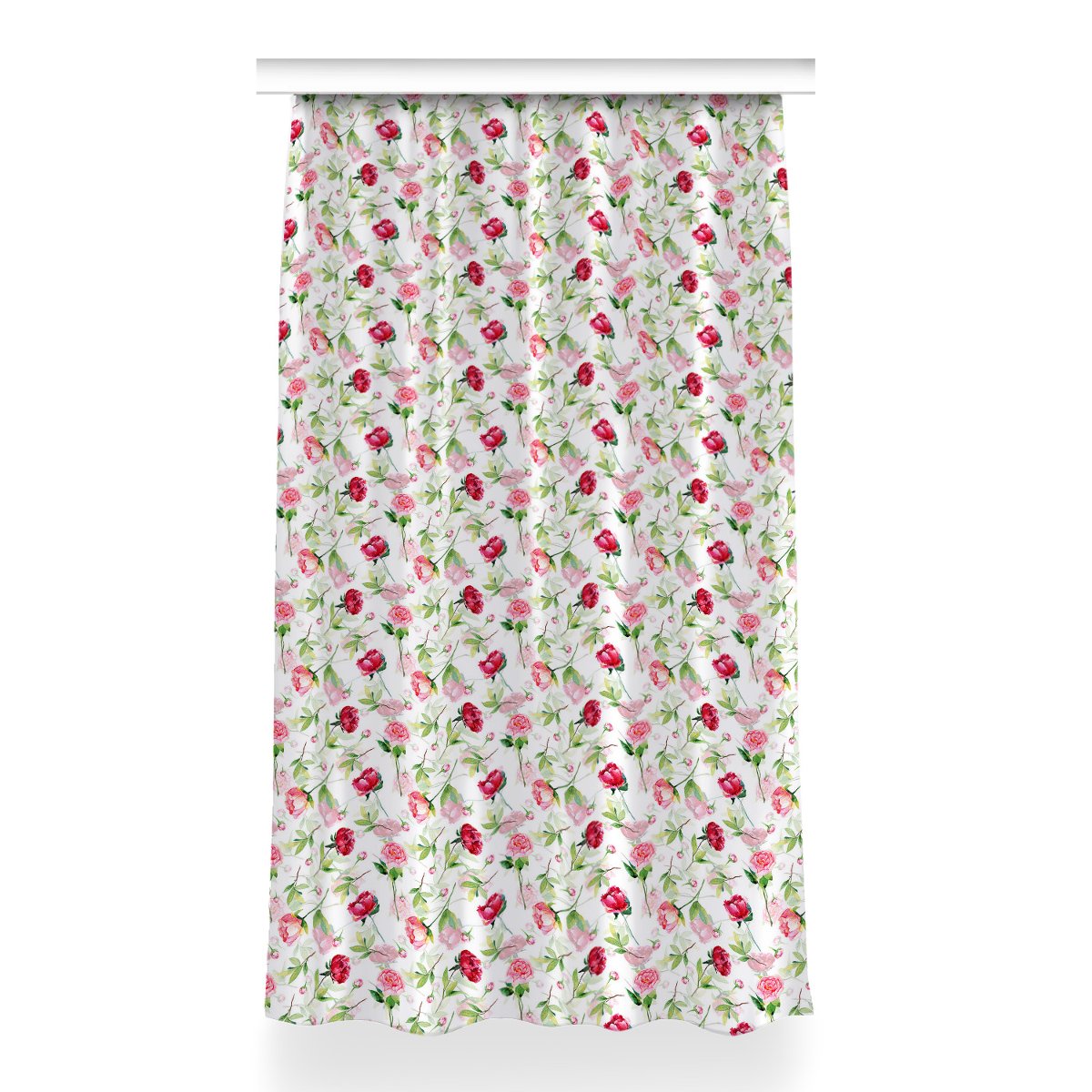 Zasłona wzór Czerwone kwiaty do sypialni 150x260, Fabricsy
