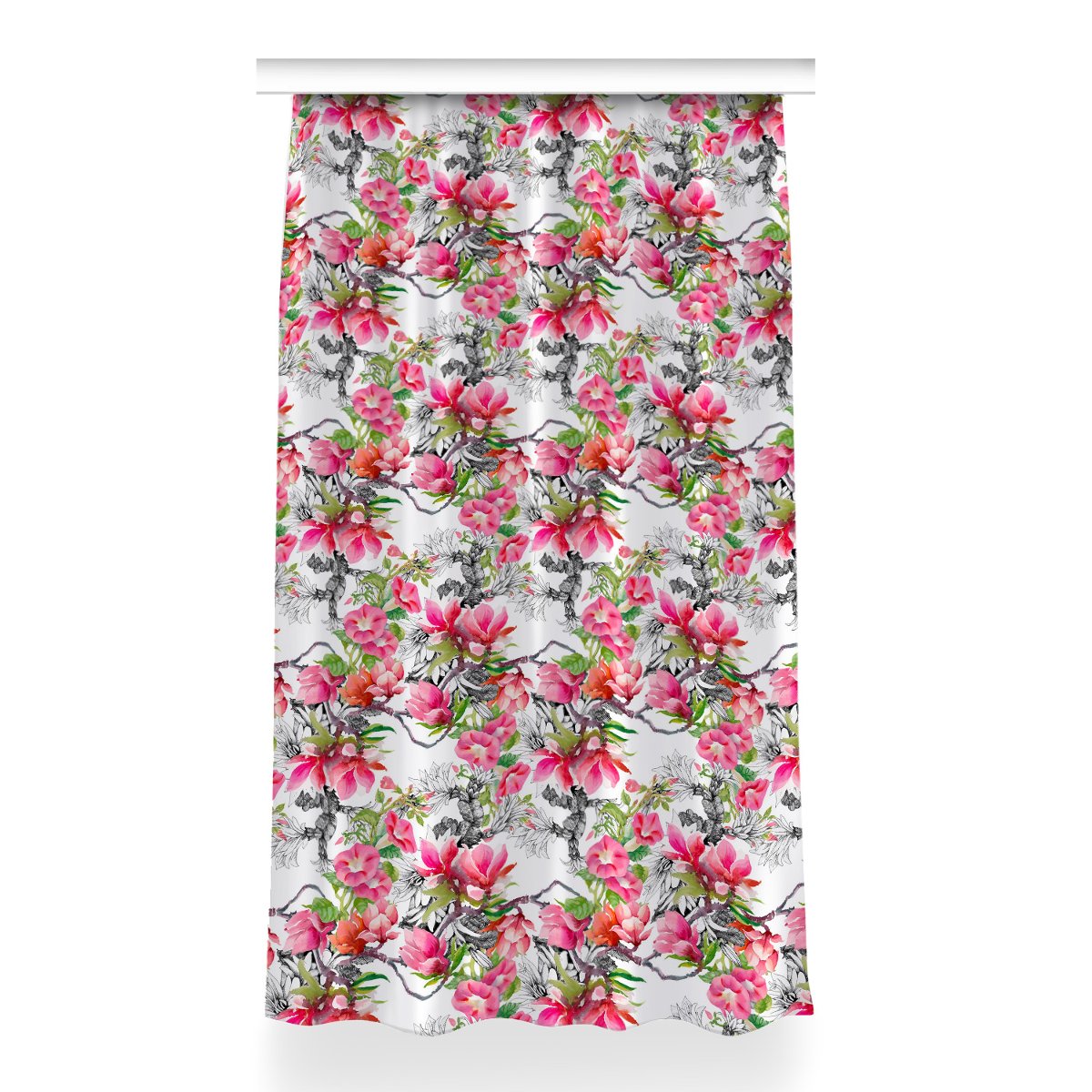 Zasłona z nadrukiem gotowa Kwiaty akwarele 150x260, Fabricsy