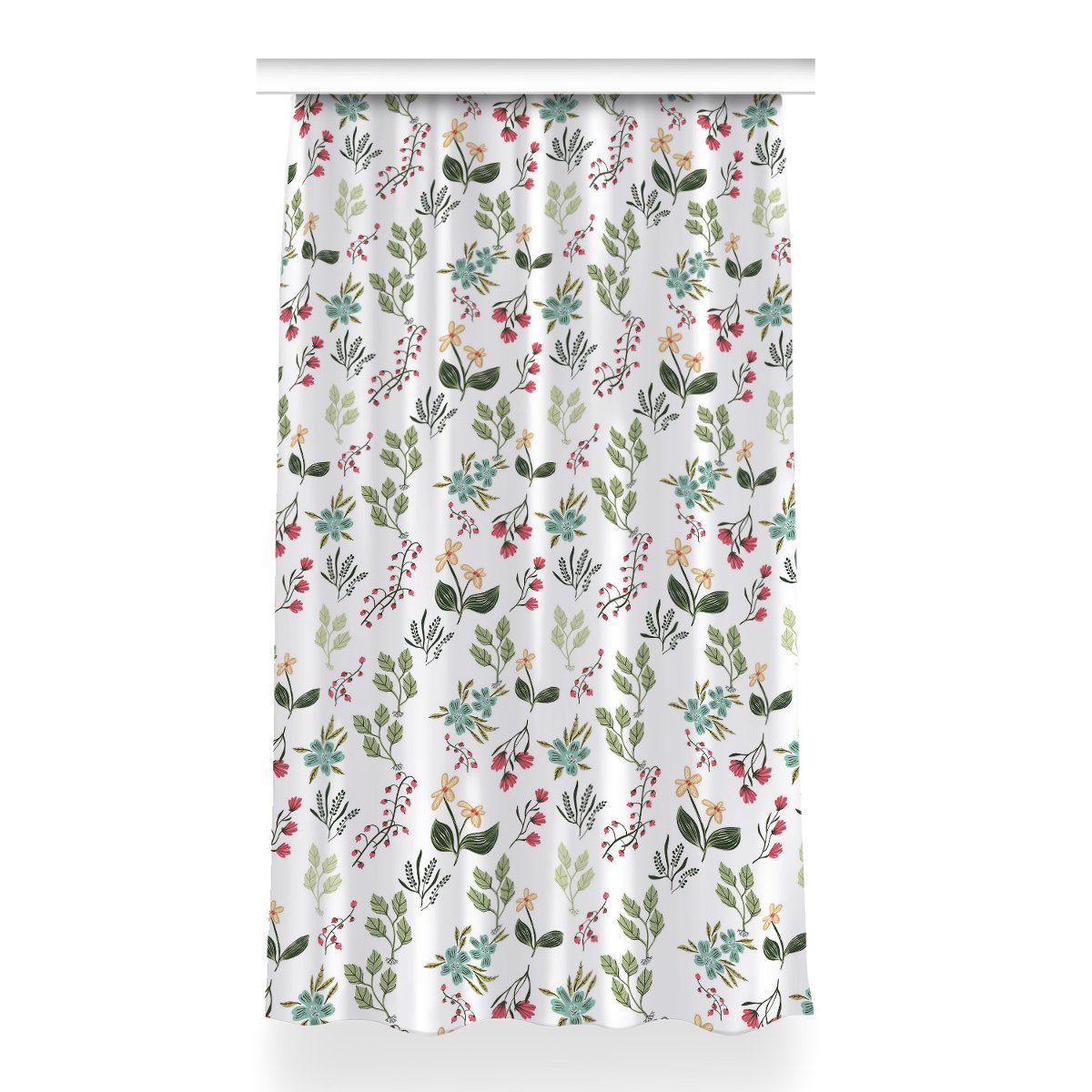 Zasłona z grafiką gotowa Jagody i Kwiaty 150x260, Fabricsy