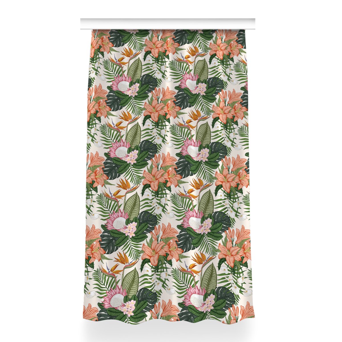 Zasłona przelotki Kwiaty mural do salonu 150x260, Fabricsy