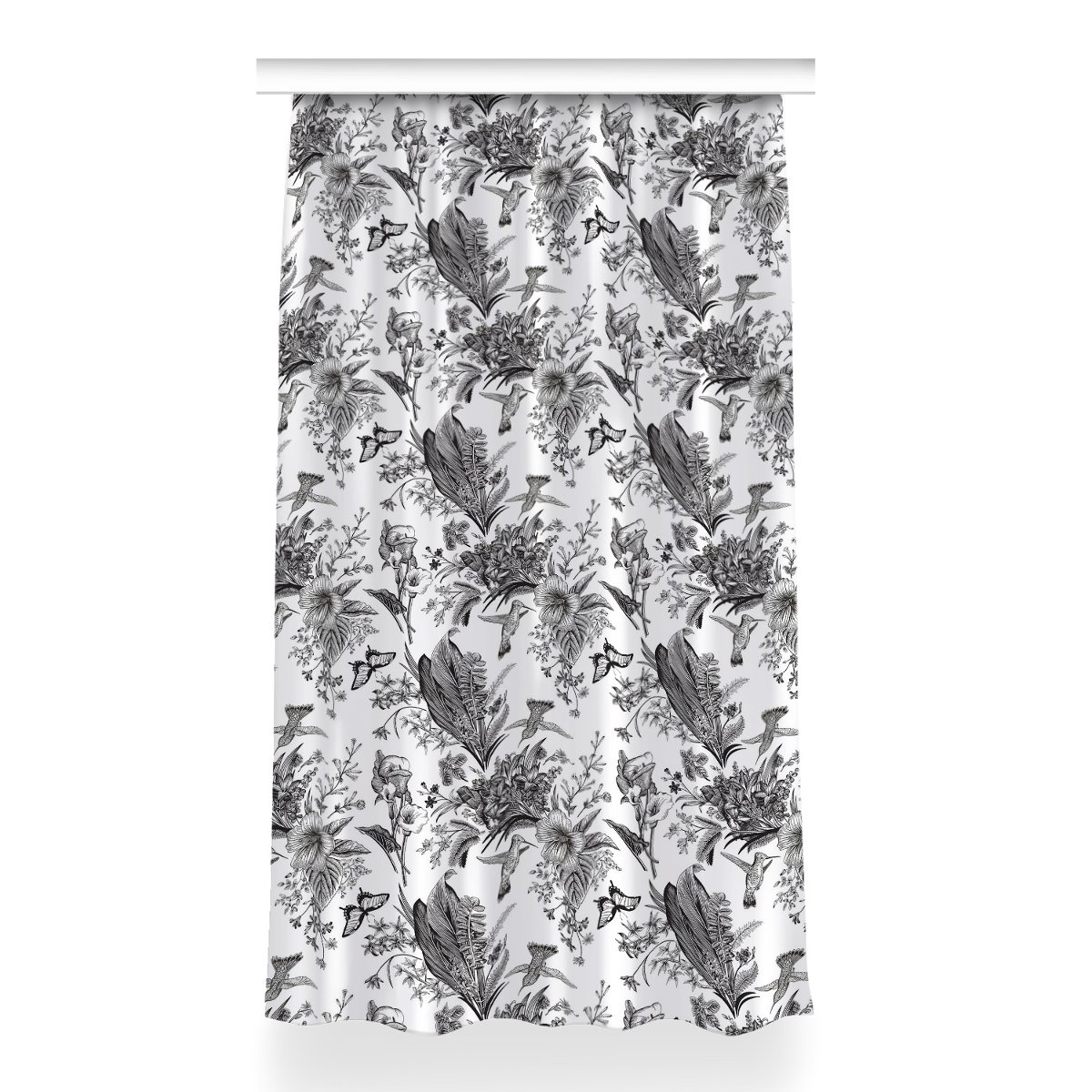 Zasłona przelotki Czarno-biały ogród dekor 150x260, Fabricsy